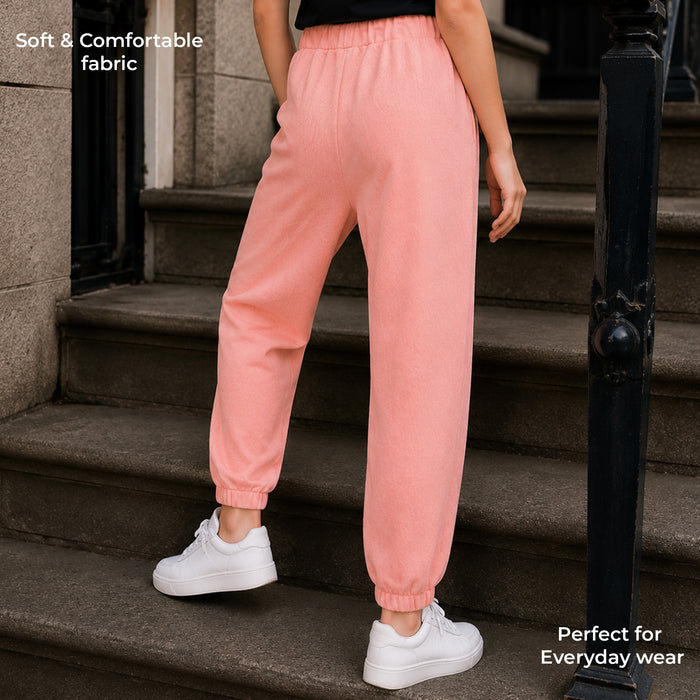 Kids Girls Lower in Peach with Ruffle Pockets, Drawcord Waist & Regular Fit Comfort