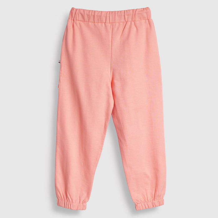 Kids Girls Lower in Peach with Ruffle Pockets, Drawcord Waist & Regular Fit Comfort