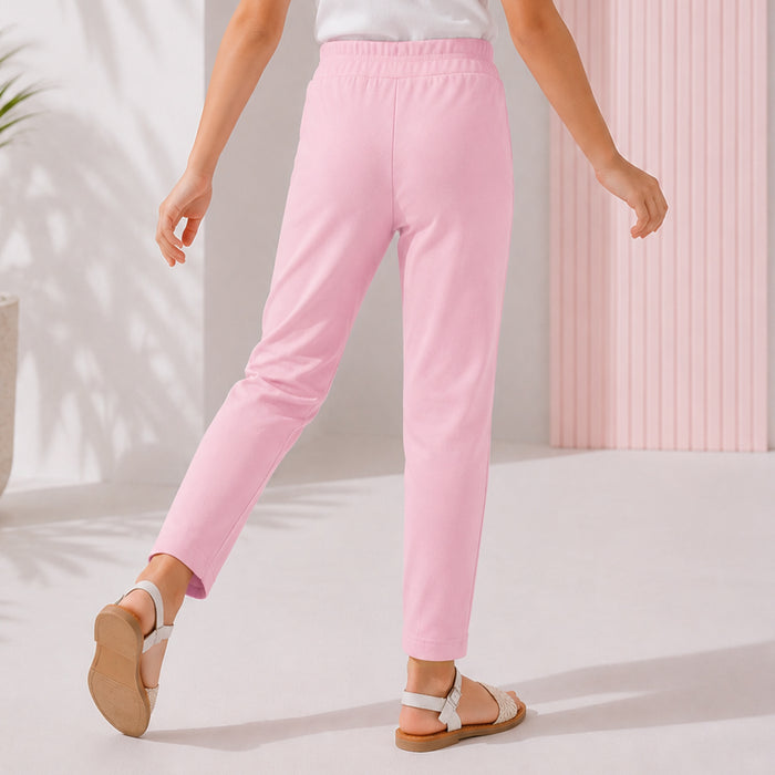 Kids Girls Lower in Pink with Sleek Straight Fit, Soft Stretch Fabric & Rhinestone Detail