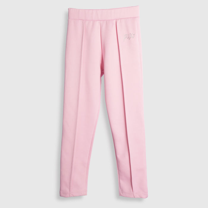 Kids Girls Lower in Pink with Sleek Straight Fit, Soft Stretch Fabric & Rhinestone Detail