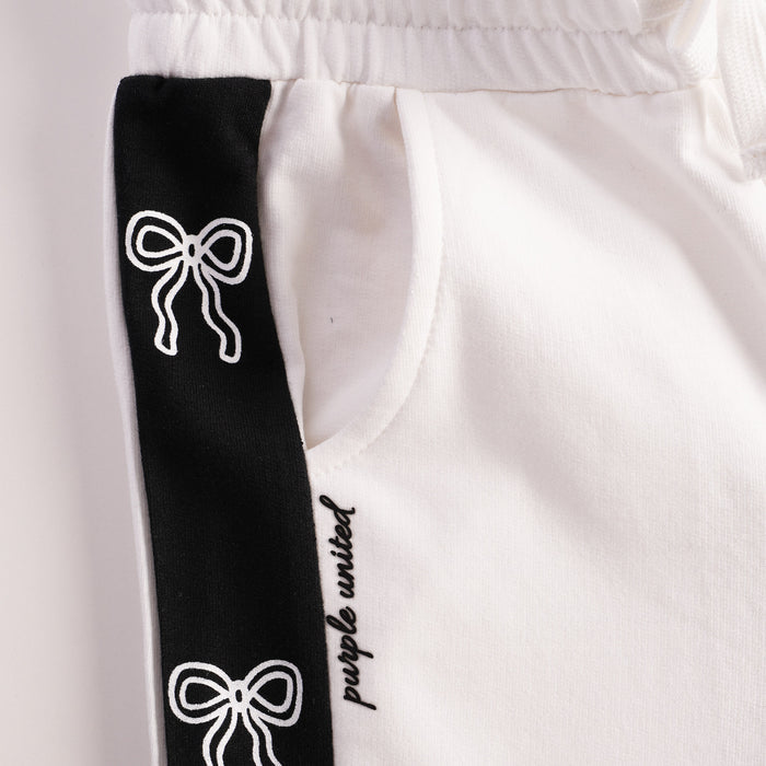 Kids Girls Lower in White with Wide Leg Fit, Soft Breathable Fabric & Drawstring Waist