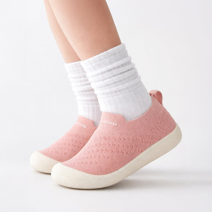 Kids Girls Peach Breathable Knit Slip-On Shoes
