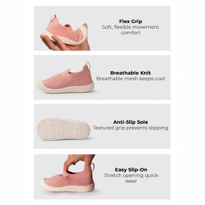 Kids Girls Peach Breathable Knit Slip-On Shoes
