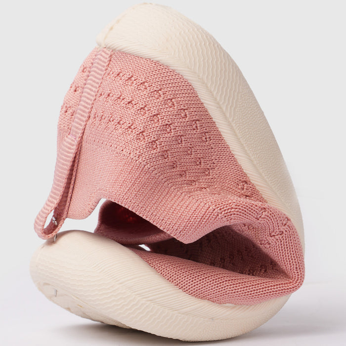 Kids Girls Peach Breathable Knit Slip-On Shoes