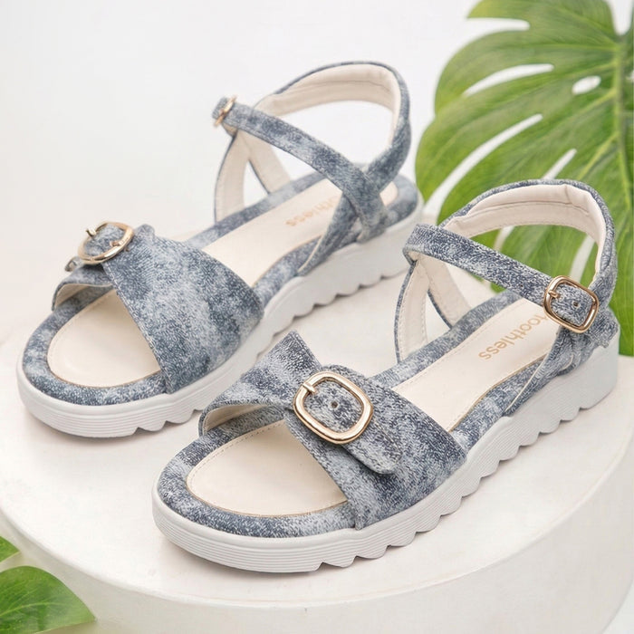 Kids Girls Sandals Blue Minimal Strap Design with Easy Fit & Lightweight Comfort