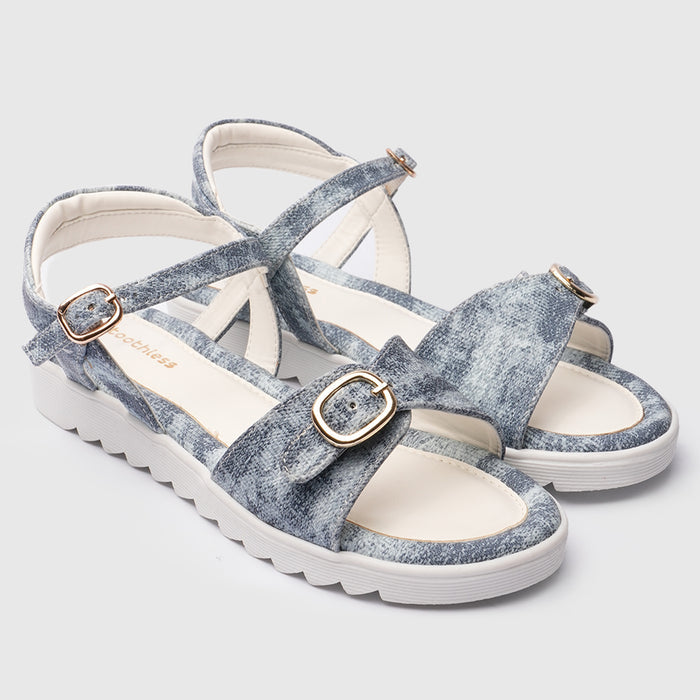 Kids Girls Sandals Blue Minimal Strap Design with Easy Fit & Lightweight Comfort