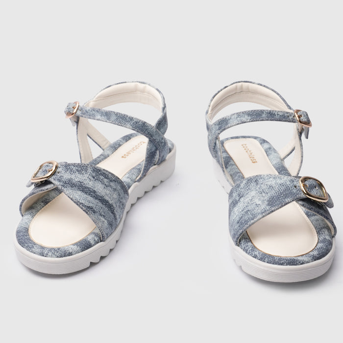 Kids Girls Sandals Blue Minimal Strap Design with Easy Fit & Lightweight Comfort