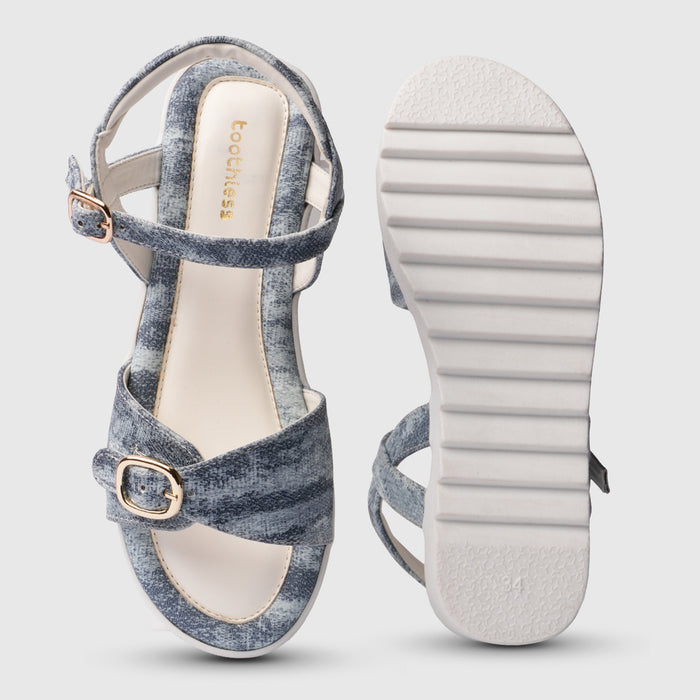 Kids Girls Sandals Blue Minimal Strap Design with Easy Fit & Lightweight Comfort