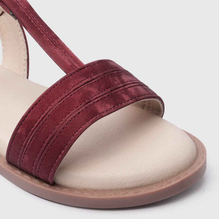 Kids Girls Sandals Maroon Minimal Strap Design with Easy Fit & Lightweight Comfort