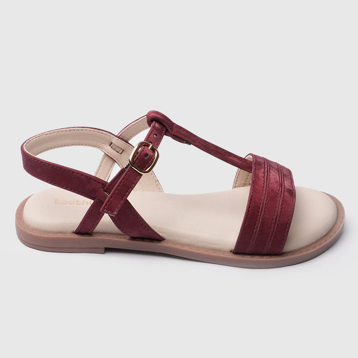 Kids Girls Sandals Maroon Minimal Strap Design with Easy Fit & Lightweight Comfort