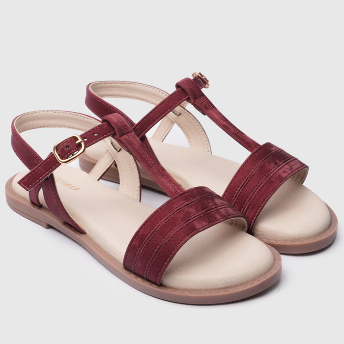 Kids Girls Sandals Maroon Minimal Strap Design with Easy Fit & Lightweight Comfort