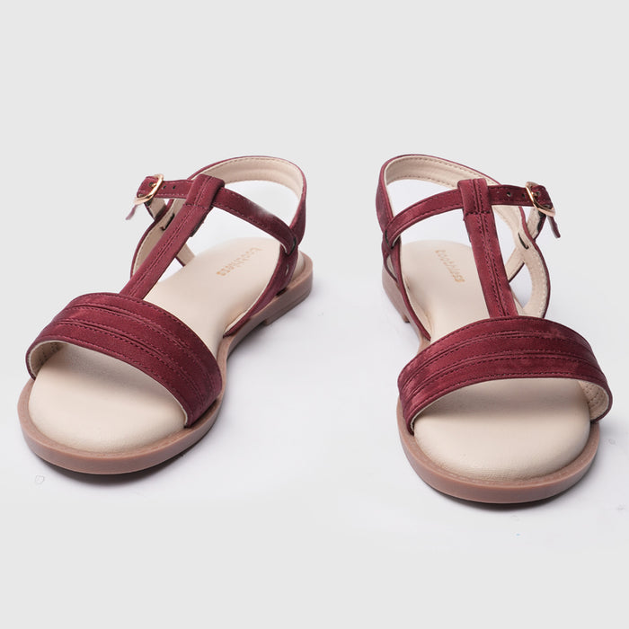 Kids Girls Sandals Maroon Minimal Strap Design with Easy Fit & Lightweight Comfort