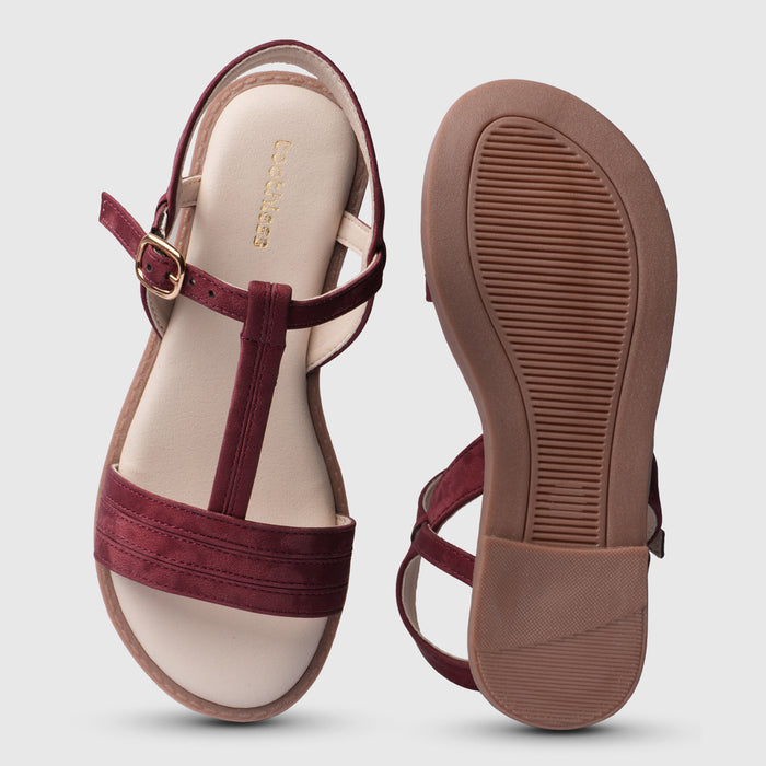 Kids Girls Sandals Maroon Minimal Strap Design with Easy Fit & Lightweight Comfort