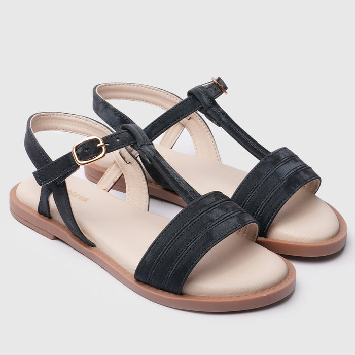 Kids Girls Sandals Navy Minimal Strap Design with Easy Fit & Lightweight Comfort
