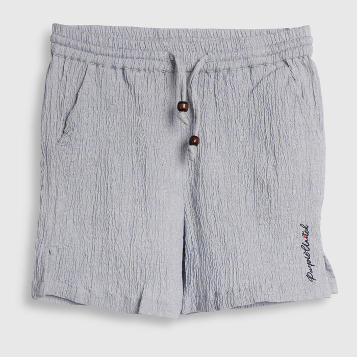 Kids Girls Shorts in Blue with Textured Fabric and Soft Comfort Fit for Summer Wear