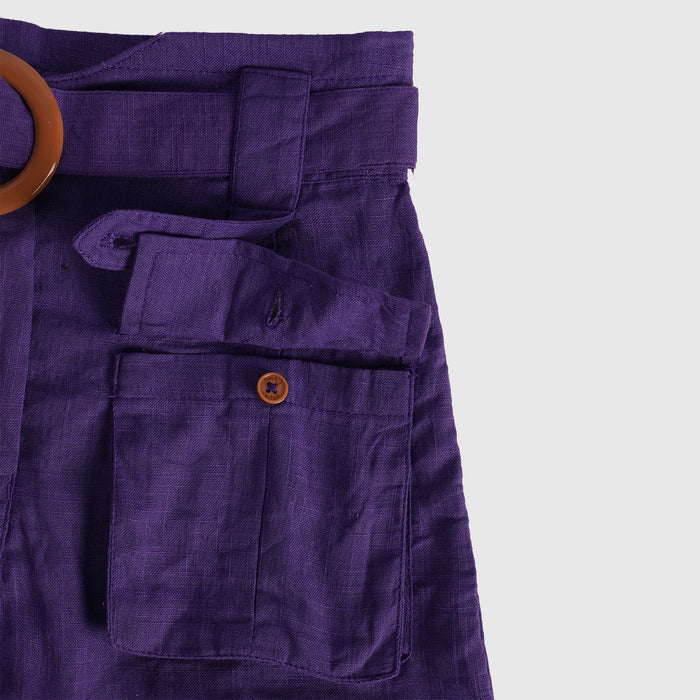 Kids Girls Shorts with Utility Pockets, Belted Waist & Relaxed Fit for All Day Comfort Wear
