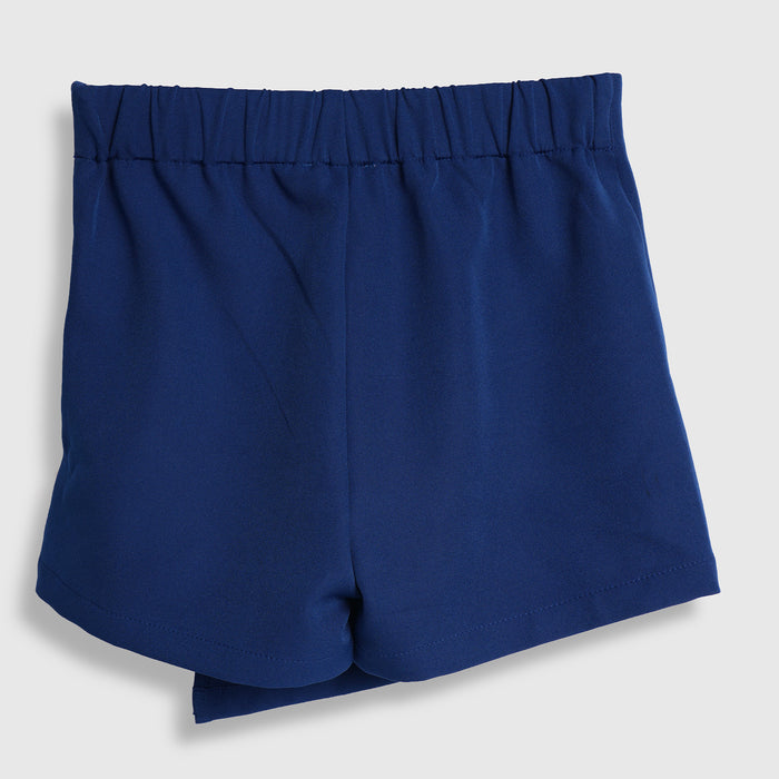 Kids Girls Skort in Navy Blue with Wrap Style and Soft Stretch Comfort for Casual Kids Wear