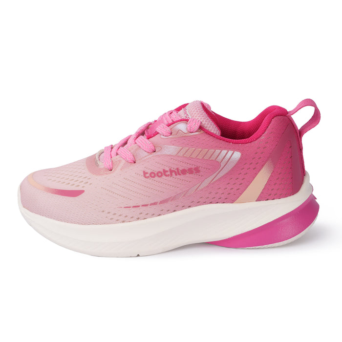 Kids Girls Sports Shoes in Pink Fuchsia with Activewear Styling & Breathable Mesh Upper