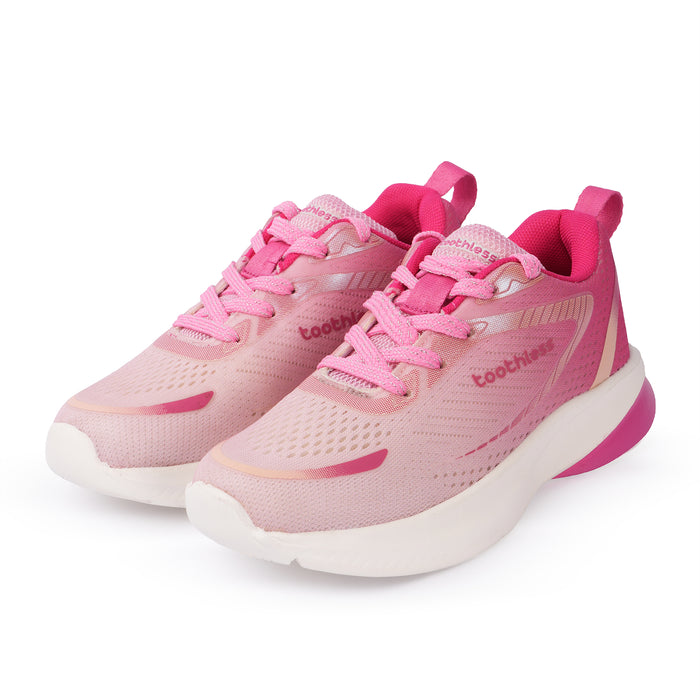 Kids Girls Sports Shoes in Pink Fuchsia with Activewear Styling & Breathable Mesh Upper