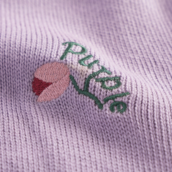 Kids Girls Sweater in Lavender with Soft Knit Texture, Crew Neck & Ribbed Details