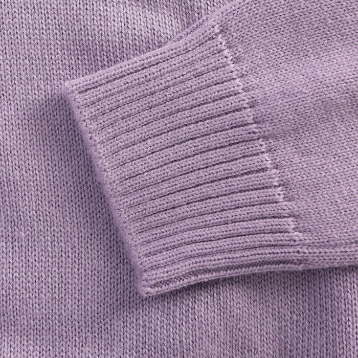 Kids Girls Sweater in Lavender with Soft Knit Texture, Crew Neck & Ribbed Details