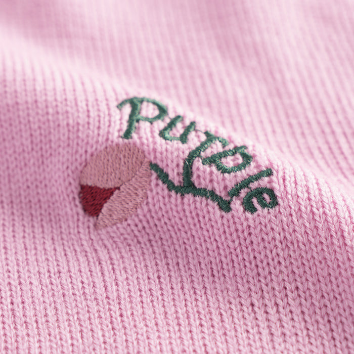 Kids Girls Sweater in Pink with Soft Knit Texture, Crew Neck & Ribbed Details
