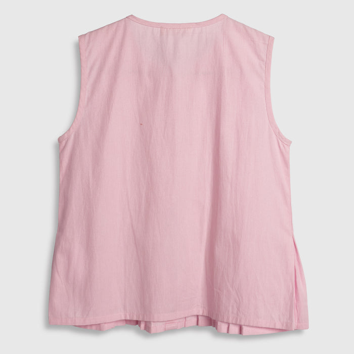 Kids Girls Top in Light Pink Cotton Fabric with Pleated Front for Everyday Summer Styling