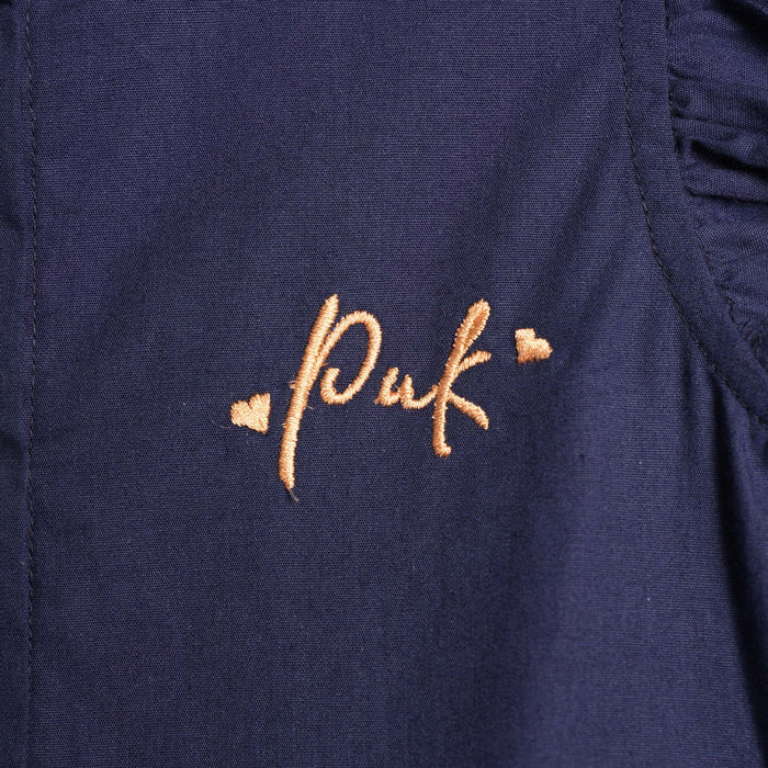Kids Girls Top in Navy Blue with Ruffle Sleeves & Flared Styling Detail for Daily Comfort