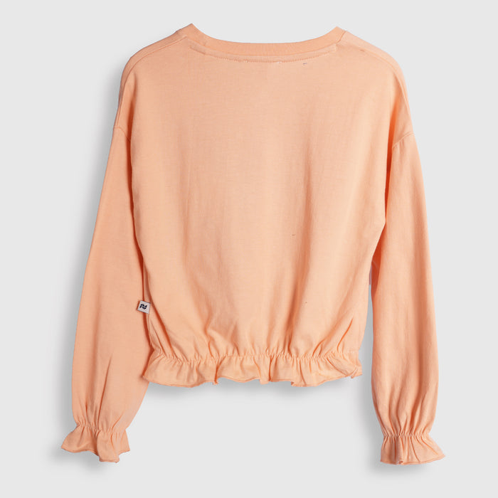 Kids Girls Tshirt in Peach with Comfort Fabric, Relaxed Fit & Star Studs Typography