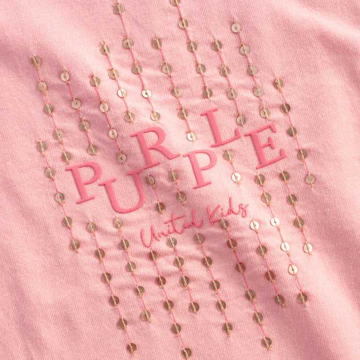 Kids Girls Tshirt in Peach with Short Sleeves, Round Neck & Soft Cotton Comfort Fit