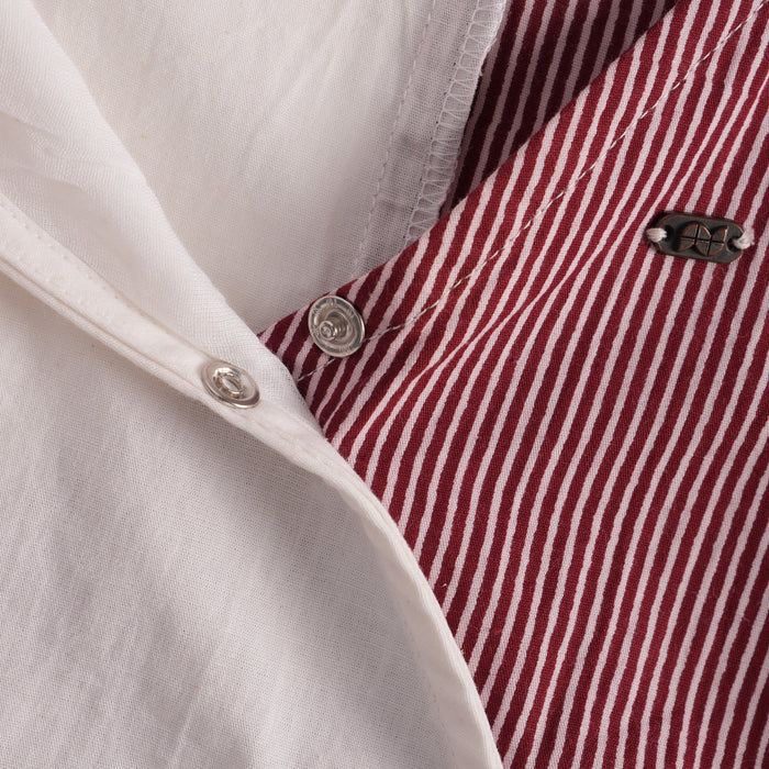 Kids Girls Wrap Top in Maroon White with Striped Panel, Snap Button & Premium Soft Cotton
