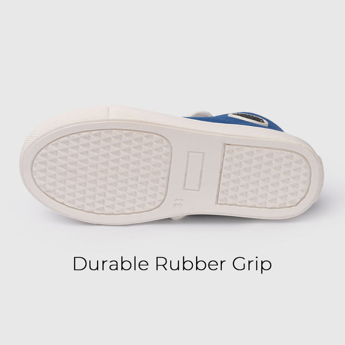 Kids High-Top Blue Canvas Shoes with Lace-Up Closure