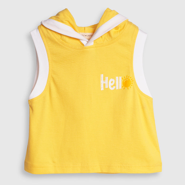 Kids Infant Dungaree in Dual-Tone with Hooded Tshirt, Contrast Panels & Elastic Hem Comfort Fit