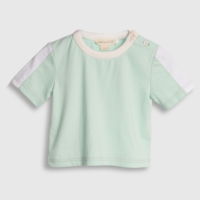 Kids Infant Dungaree in Green & White with Adjustable Straps and Contrast Cotton Tshirt