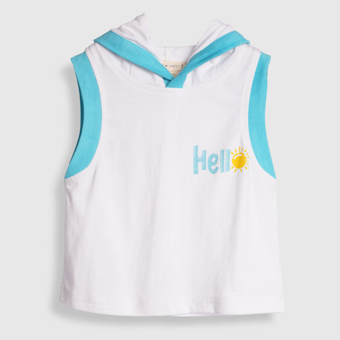 Kids Infant Dungaree with Hooded Tshirt, Contrast Panels & Elastic Hem Comfort Fit