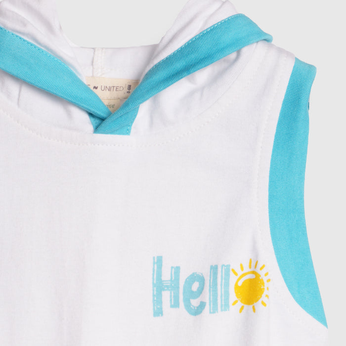 Kids Infant Dungaree with Hooded Tshirt, Contrast Panels & Elastic Hem Comfort Fit