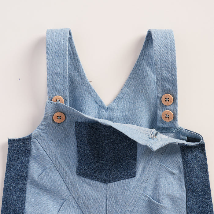 Kids Infant Dungaree with Hooded Tshirt, Contrast Panels & Elastic Hem Comfort Fit