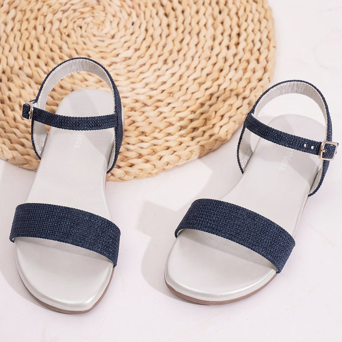 Kids Navy Girls Sandals with Adjustable Strap, Soft Sole for Lightweight Comfort Fit