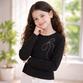 Kids Tshirt For Girls in Black with Soft Comfort Fabric, Perfect for Smart Casual Styling