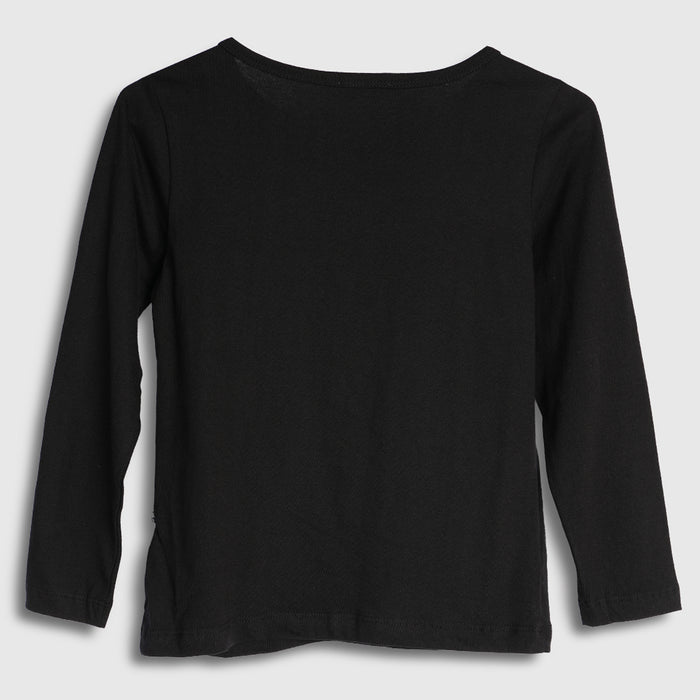 Kids Tshirt For Girls in Black with Soft Comfort Fabric, Perfect for Smart Casual Styling