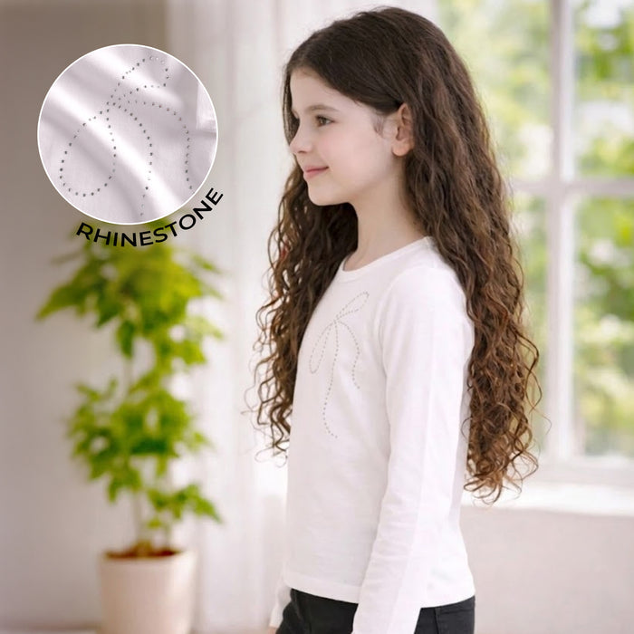 Kids Tshirt For Girls in White with Soft Comfort Fabric, Perfect for Smart Casual Styling