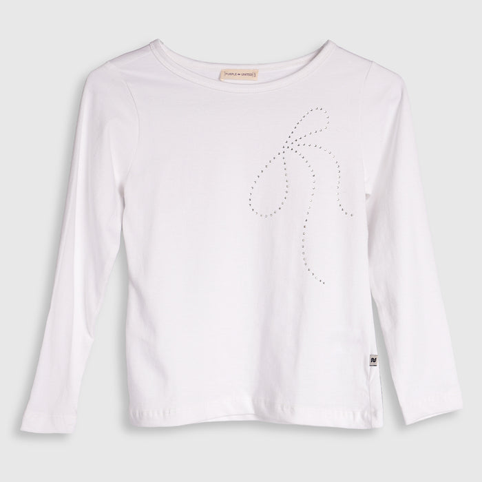 Kids Tshirt For Girls in White with Soft Comfort Fabric, Perfect for Smart Casual Styling