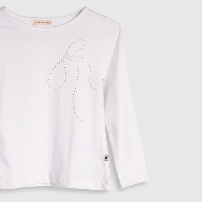 Kids Tshirt For Girls in White with Soft Comfort Fabric, Perfect for Smart Casual Styling