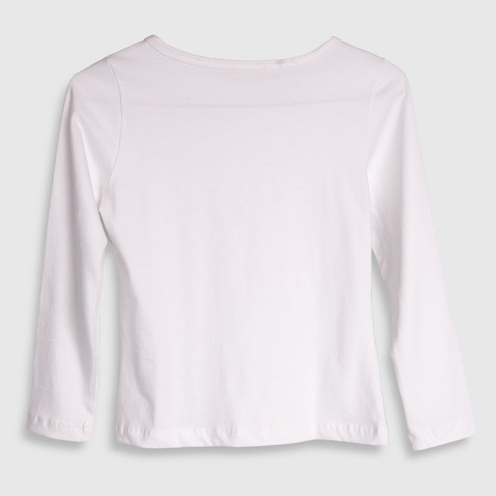 Kids Tshirt For Girls in White with Soft Comfort Fabric, Perfect for Smart Casual Styling