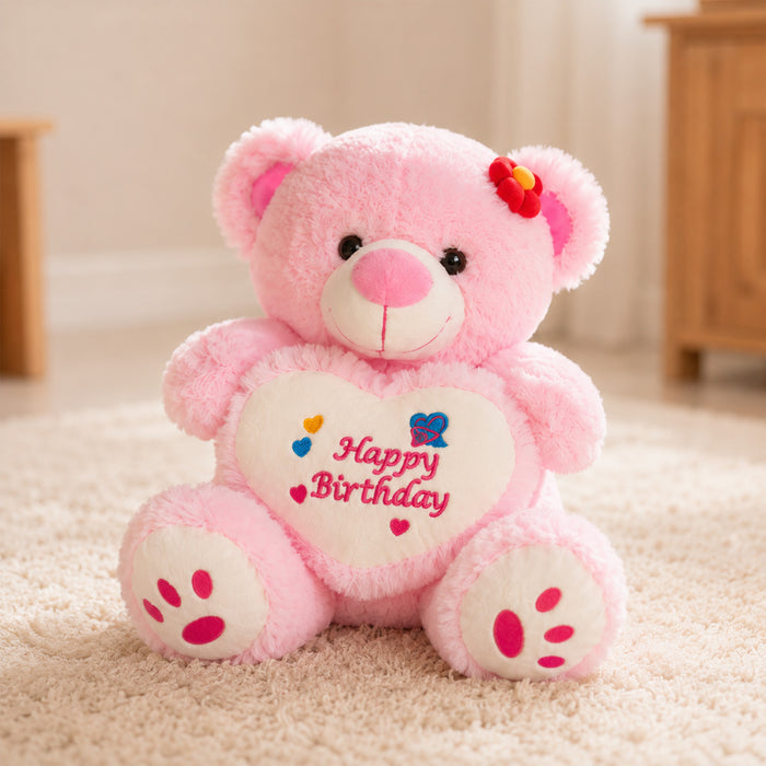 Kids Unisex Pink Teddy Bear Plush Toy with Ultra Soft Feel for Happy Playtime Fun