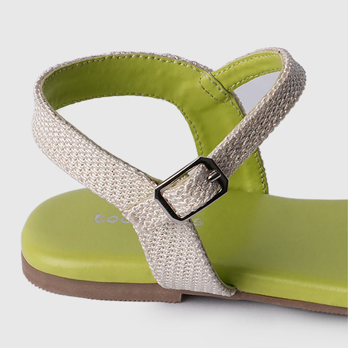 Kids White Girls Sandals with Adjustable Strap, Soft Sole for Lightweight Comfort Fit
