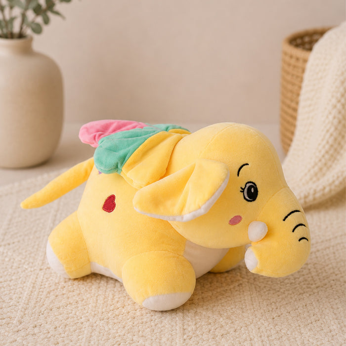 Kids Yellow Elephant Soft Toy Plush for Soft Play with Dreamy Pastel Wings