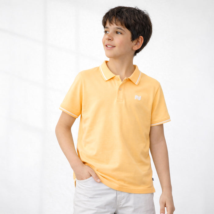 Kids Yellow Polo Tshirt for Boys Cotton Pique Breathable Summer Casual Relaxed Fit