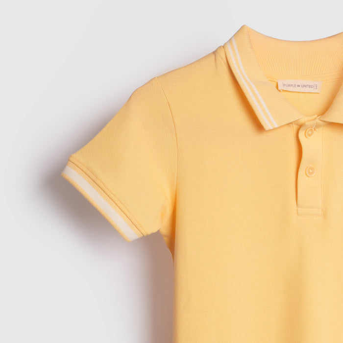 Kids Yellow Polo Tshirt for Boys Cotton Pique Breathable Summer Casual Relaxed Fit