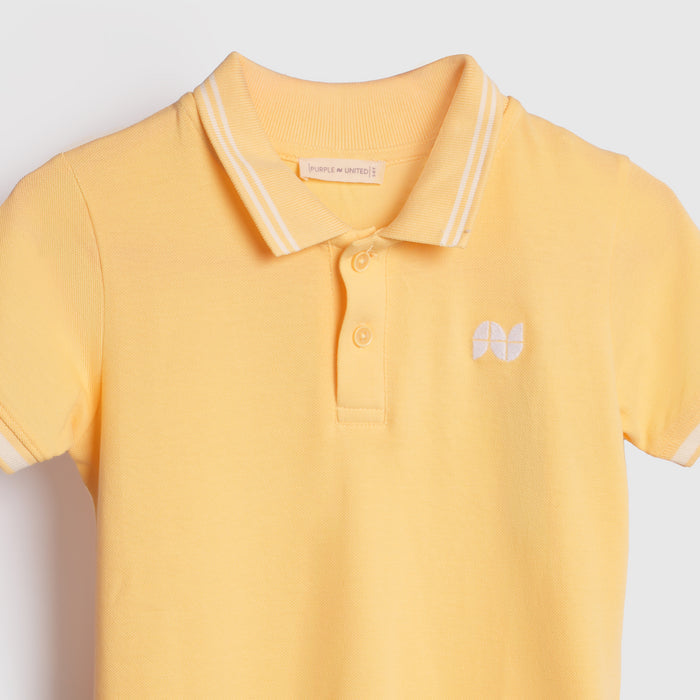 Kids Yellow Polo Tshirt for Boys Cotton Pique Breathable Summer Casual Relaxed Fit